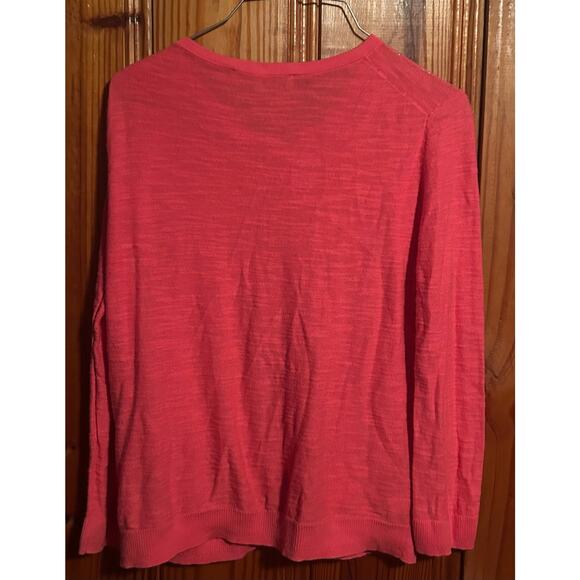 Ann Taylor Loft women’s hot pink cardigan button up cotton size large - Picture 3 of 3